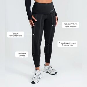 Skinnify Black Resistance 8 Band Leggings medium high waisted stomach flattening